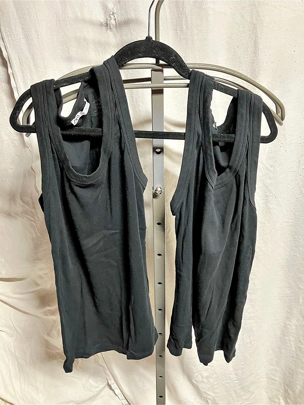 2 Zara Black Cotton Tank Tops Size Medium